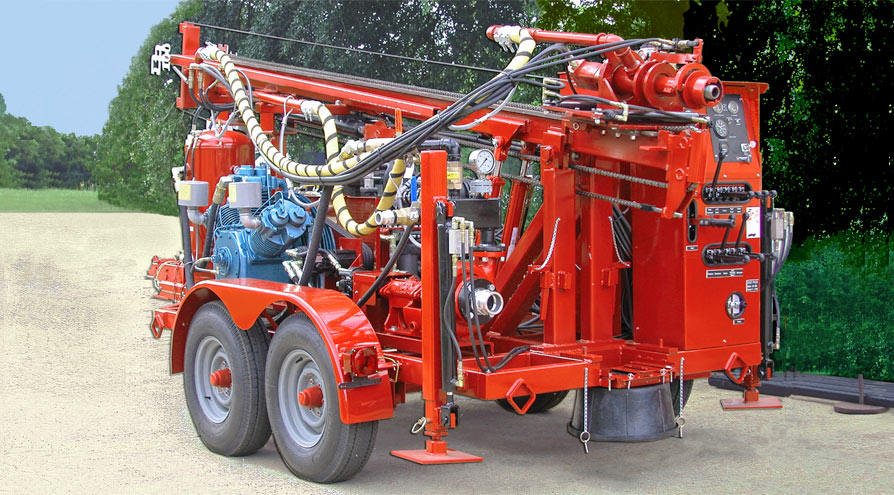 The powerful DR100 trailer-mounted water well drilling rig